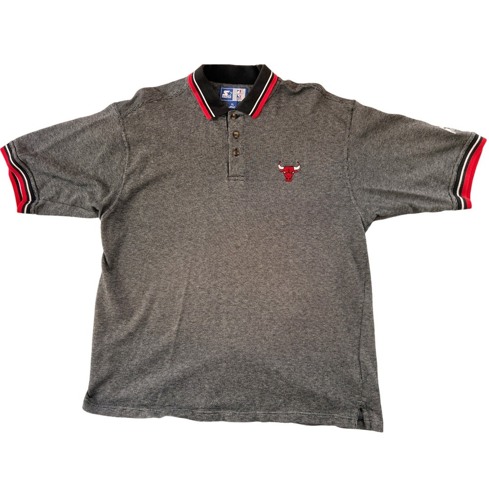 Starter NBA Chicago Bull Polo  XL Grey Good Embroidered Logo Sportswear Vintage